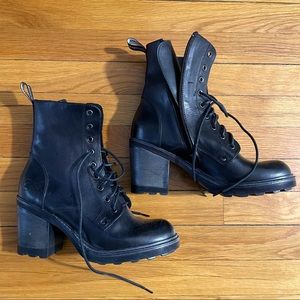 Bronx Combat Boots Lace Up Black